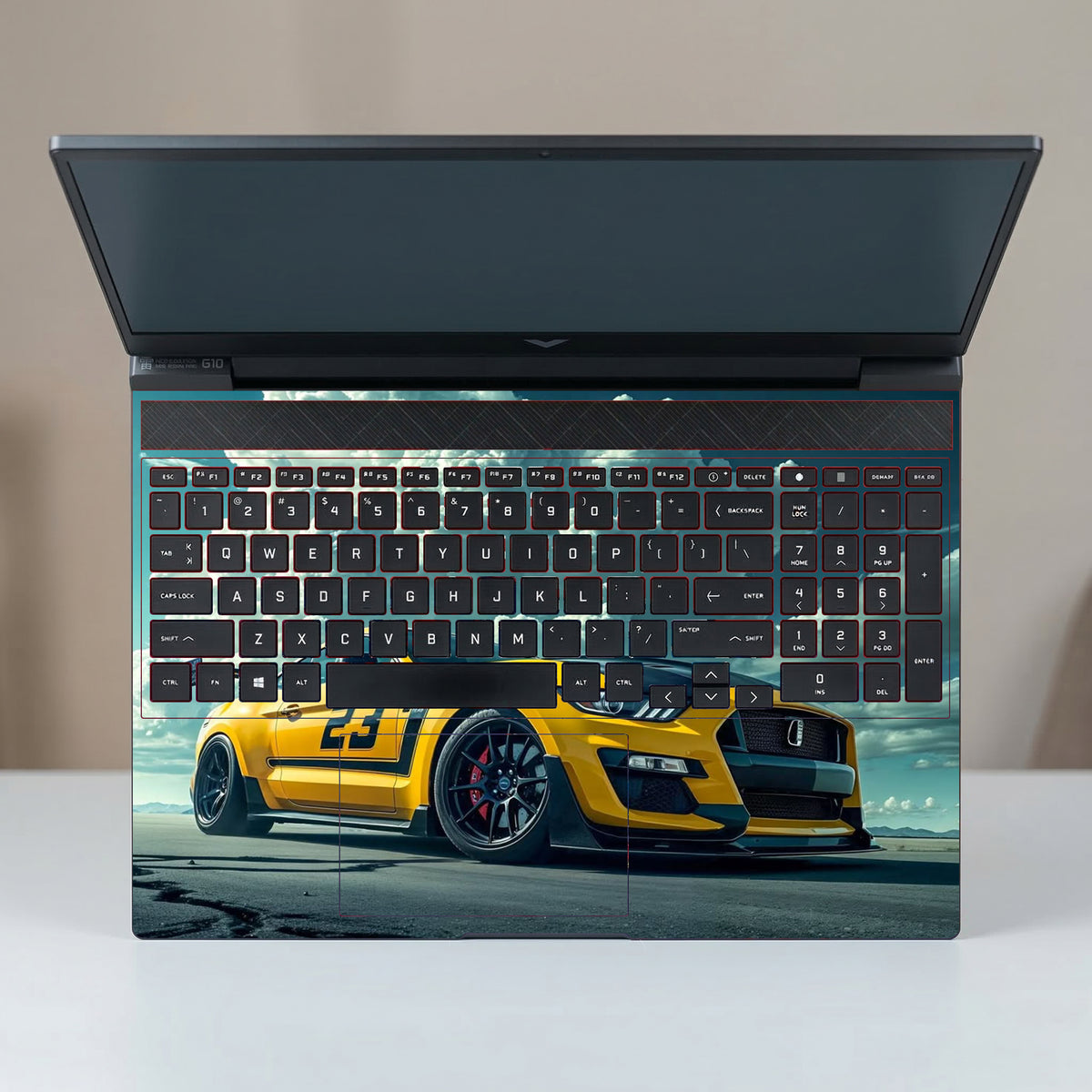 Yellow Car With Blue Sky Laptop Skin
