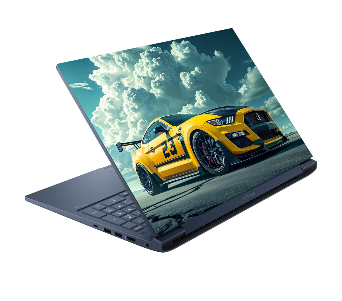 Yellow Car With Blue Sky Laptop Skin