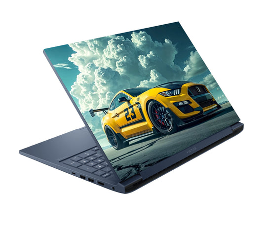 Yellow Car With Blue Sky Laptop Skin