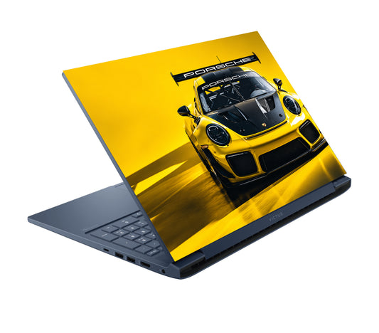Yellow Porsche Laptop Skin