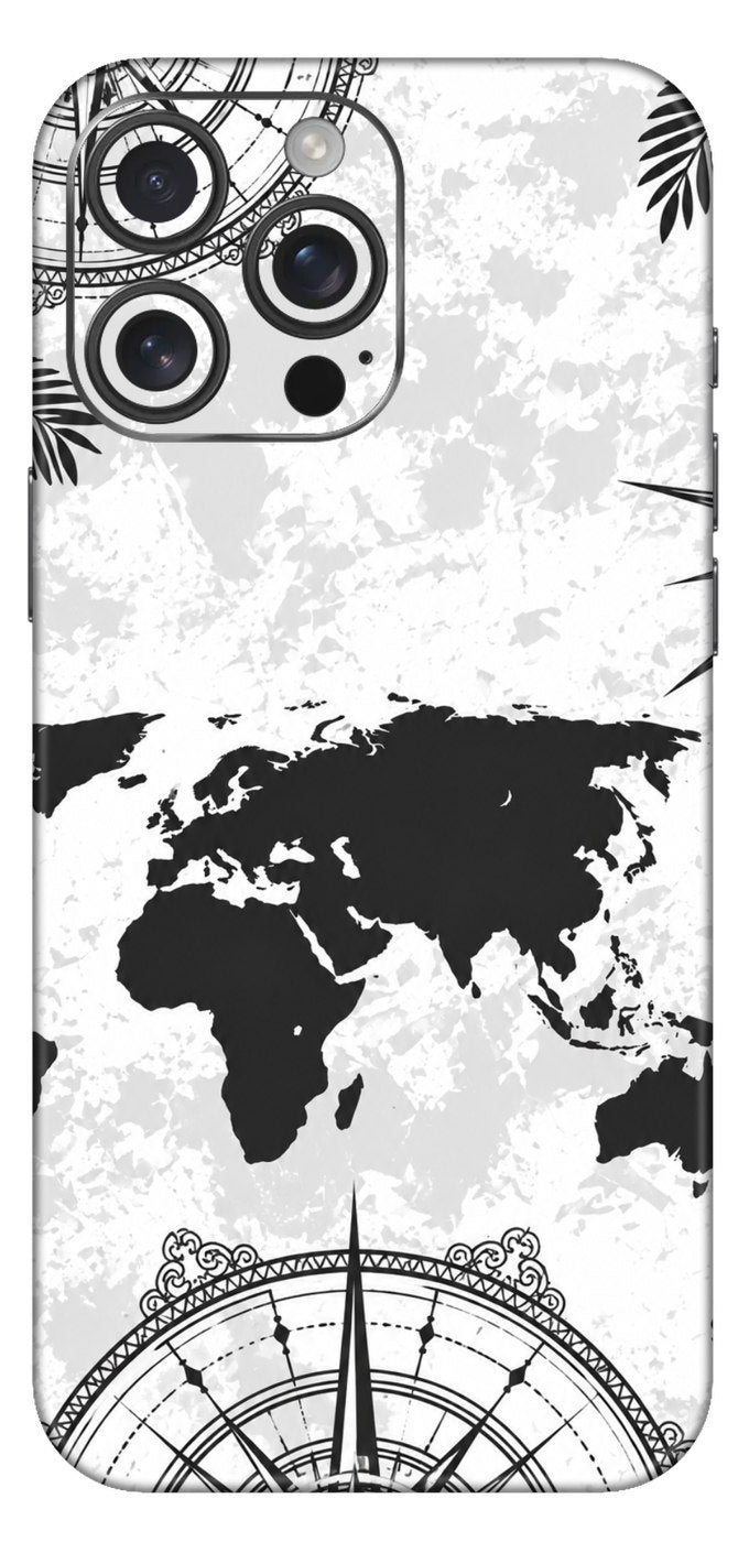 World Map In Black Mobile Skin